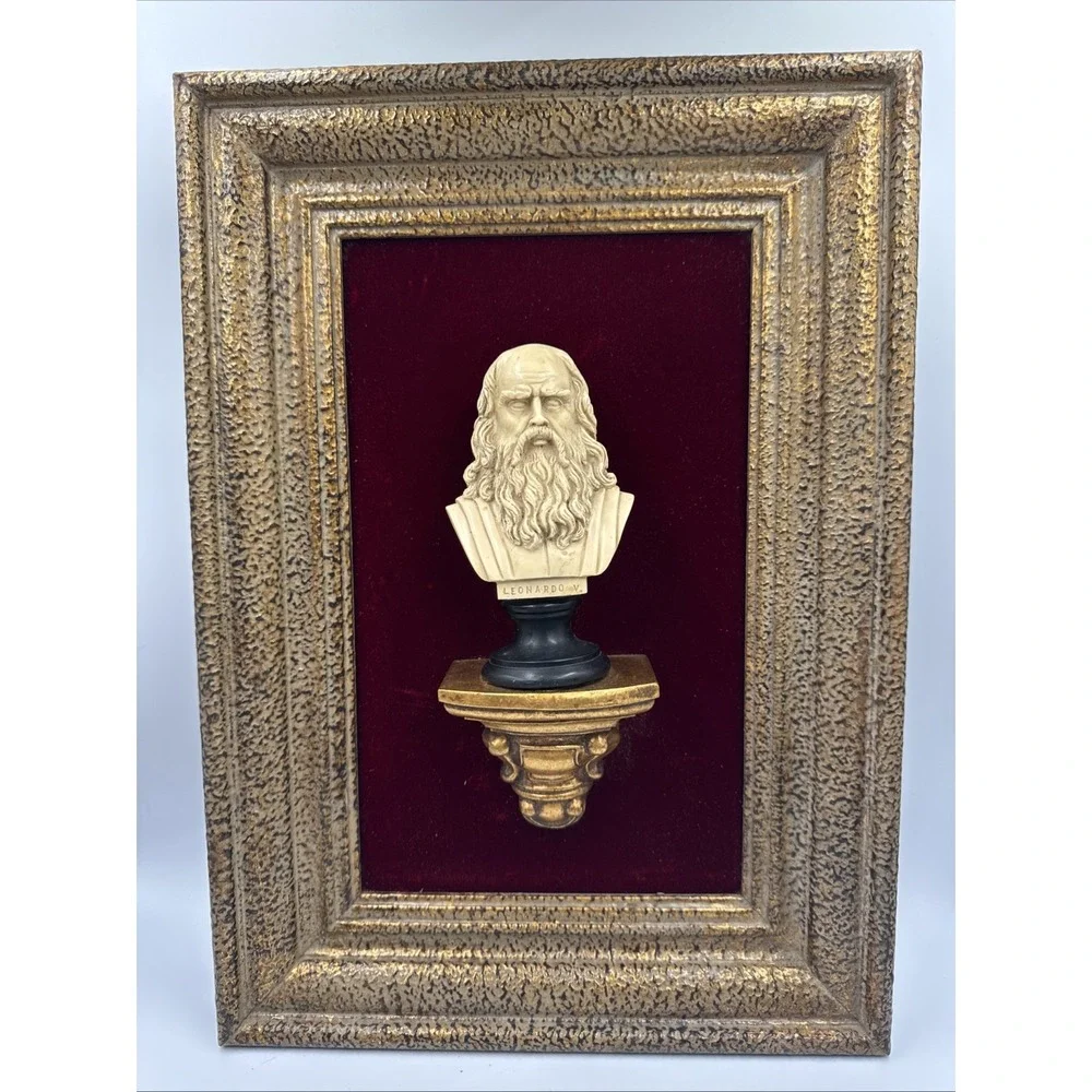 Leonardo Figurine Sculptor G. Ruggeri Made In Italy Wall Sconce Frame 19x13" - Picture 1 of 10